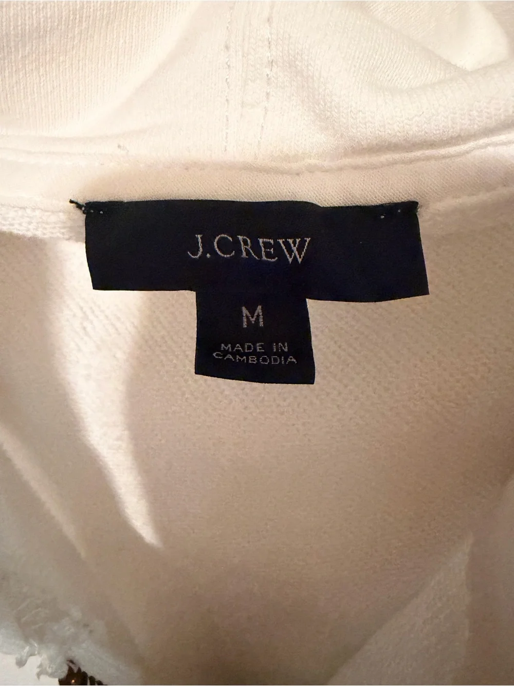 J. Crew White Full-Zip Hooded Sweatshirt